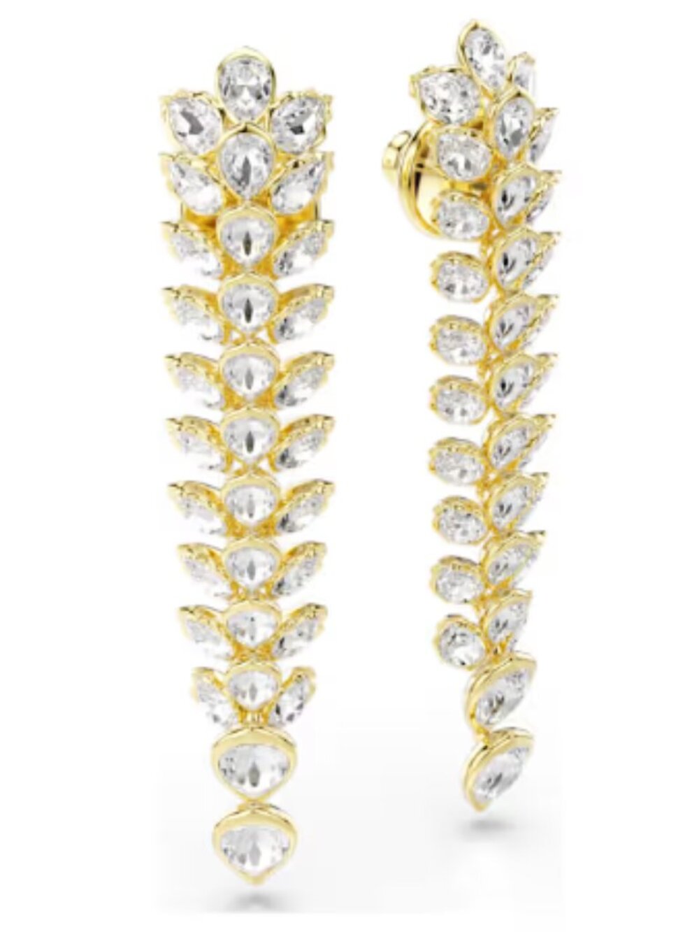 Swarovski Idyllia Gold Crystal Leaf Drop Earrings